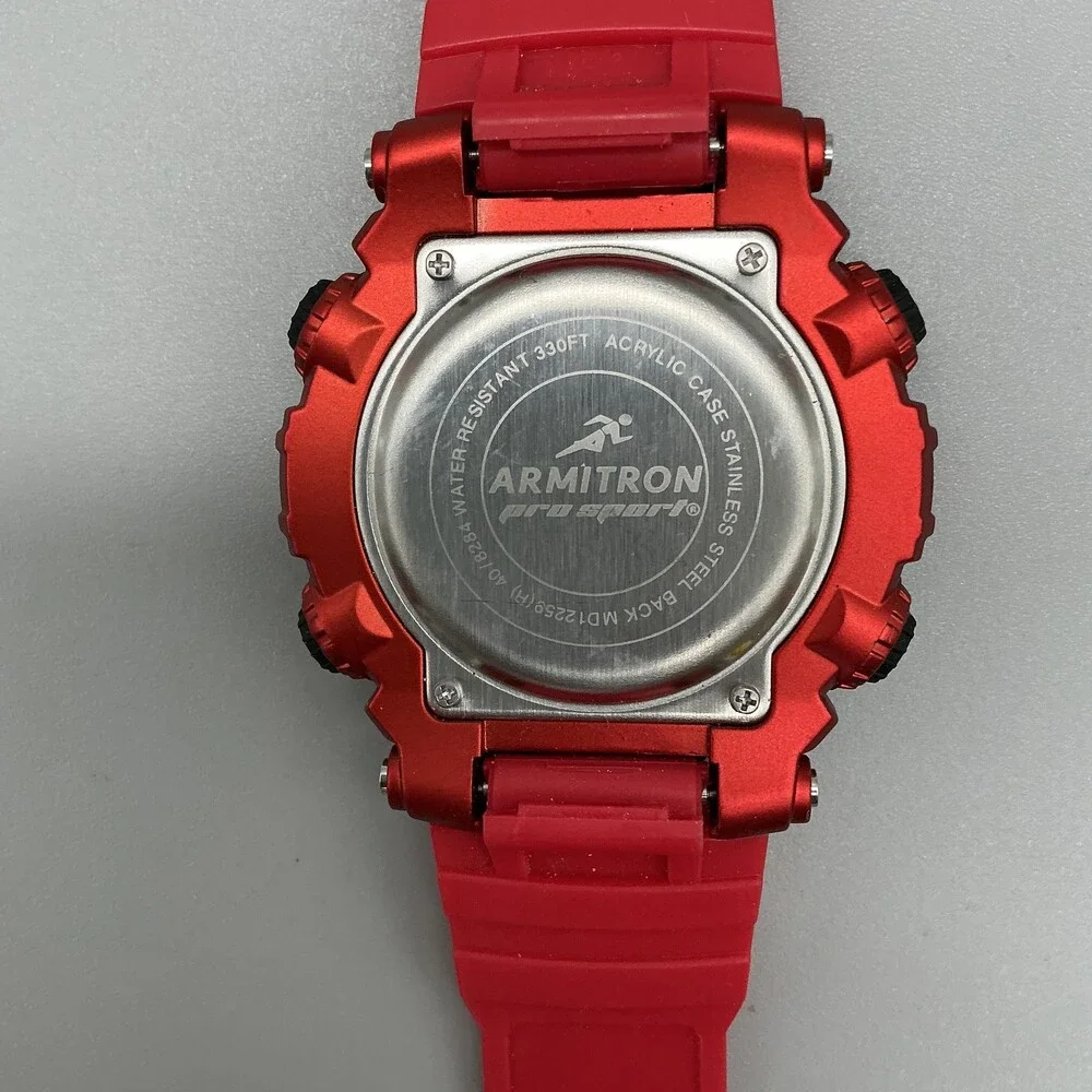 Armitron Pro Sport 40/8284 Mens Watch 53mm Camo Digital Red Resin Alarm 100m
